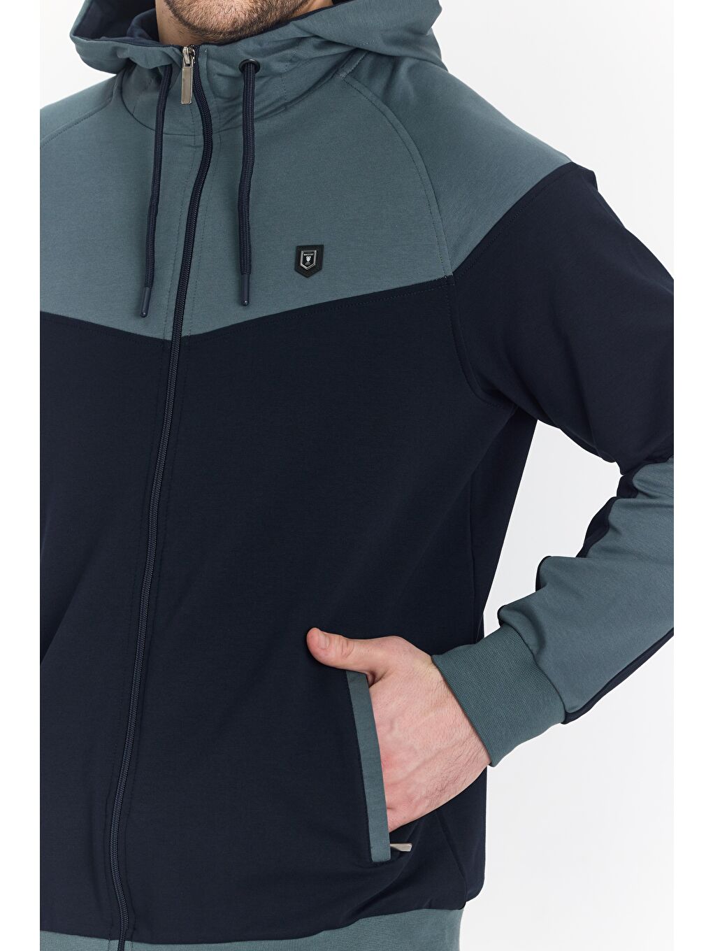 Erkek Pamuklu Kapüşonlu Eşofman Takımı Haki 5294-H-6