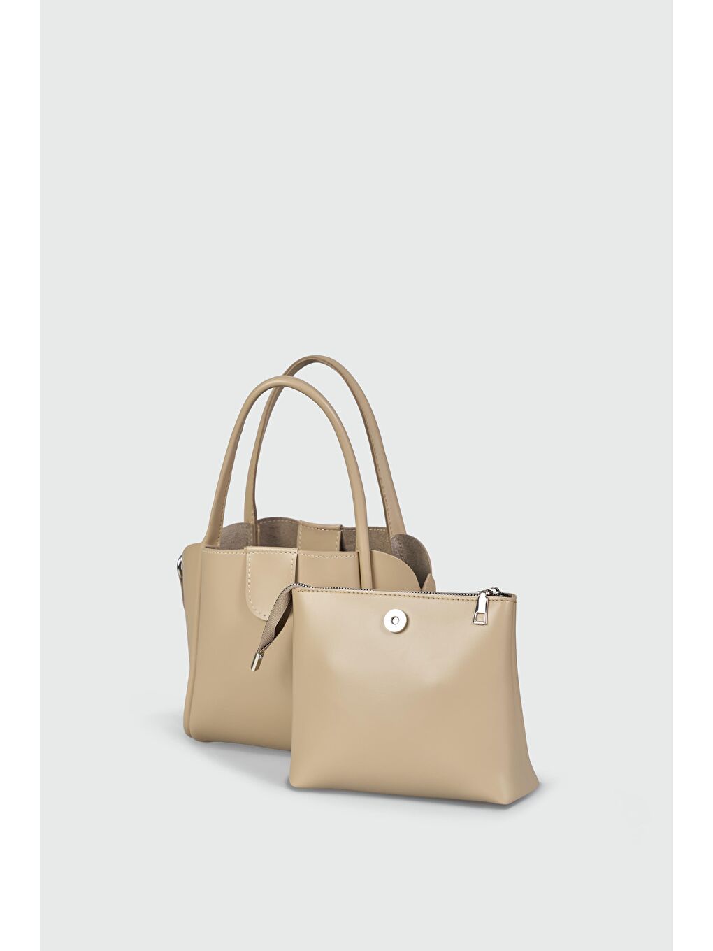 Bej Beca El Ve Çapraz Çanta Vizon-1