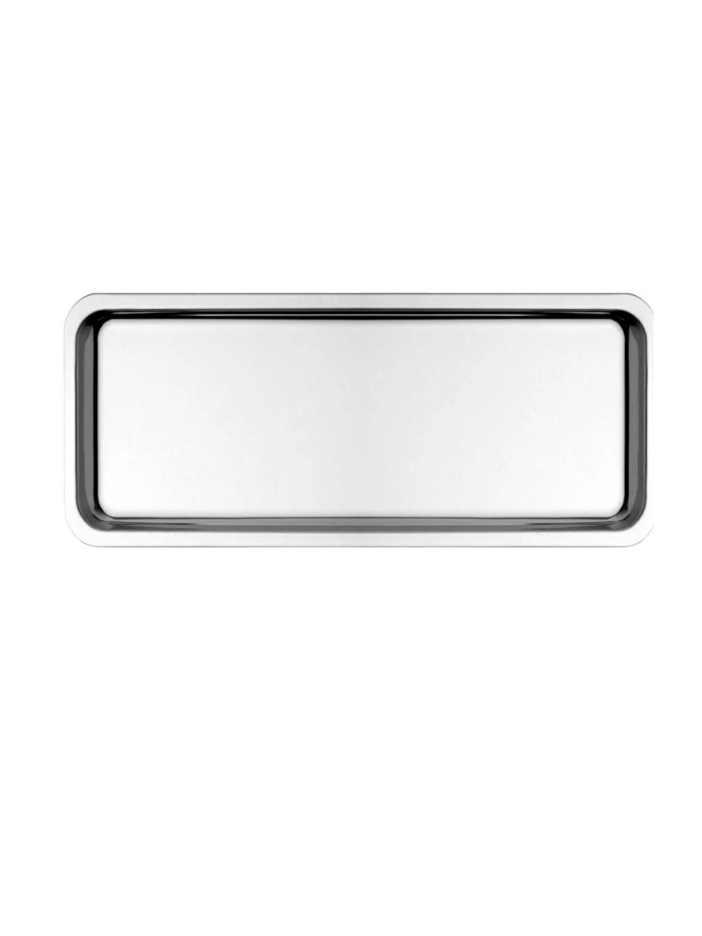 Gri Paslanmaz Çelik Gümüş Renk Dikdörtgen Dar Metal Düz Sunum Tepsisi  2 Adet-3