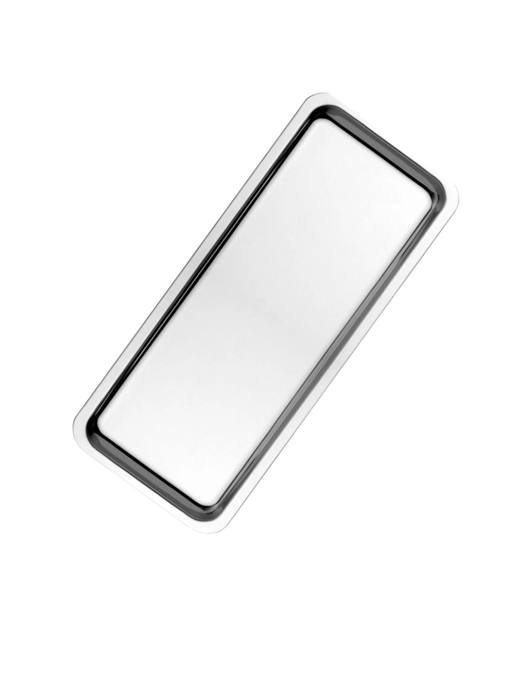 Gri Paslanmaz Çelik Gümüş Renk Dikdörtgen Dar Metal Düz Sunum Tepsisi  2 Adet-4