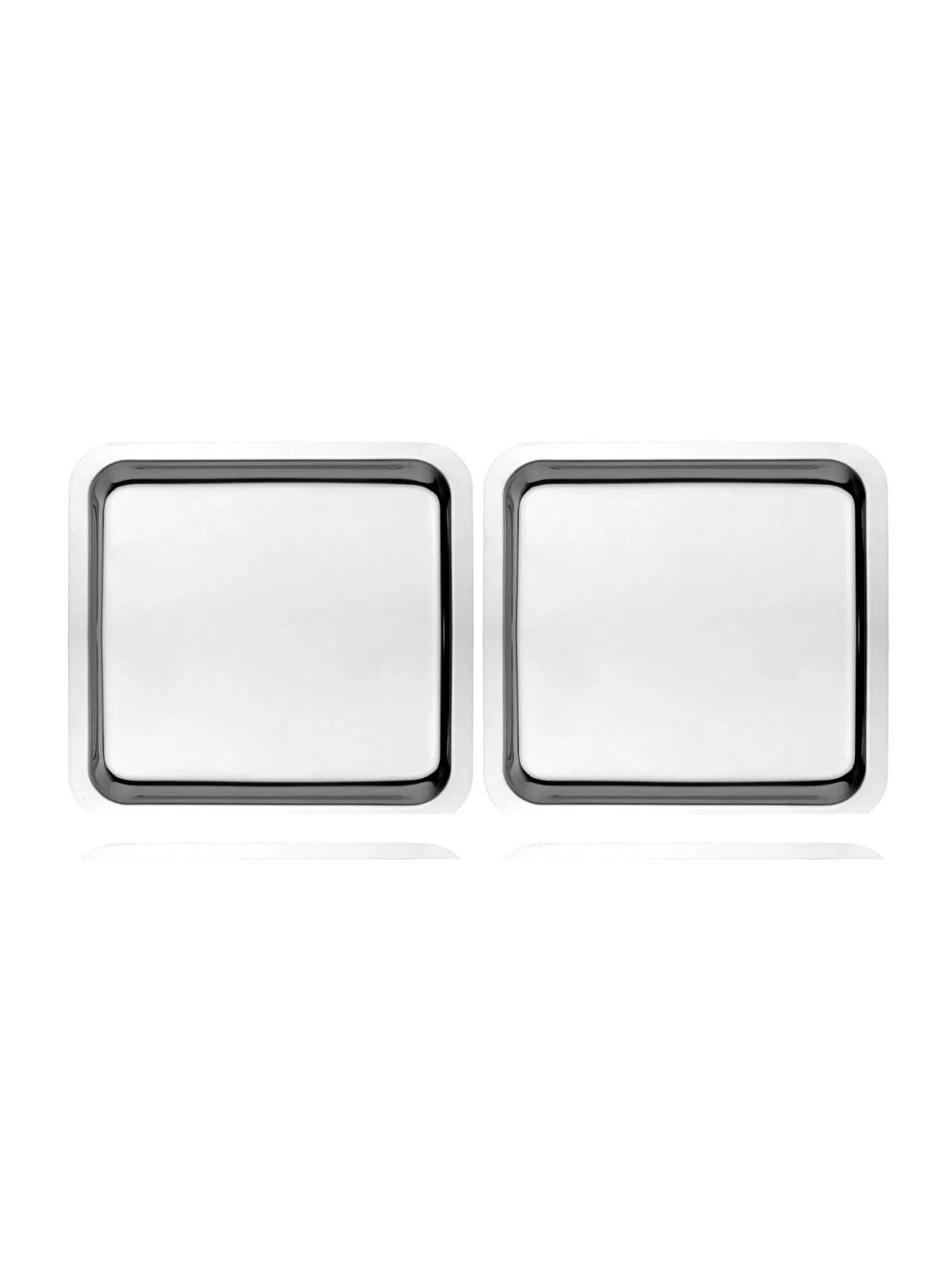 Gri Paslanmaz Çelik Gümüş Renk Sunum Tepsisi 21 x21 cm 2 Adet