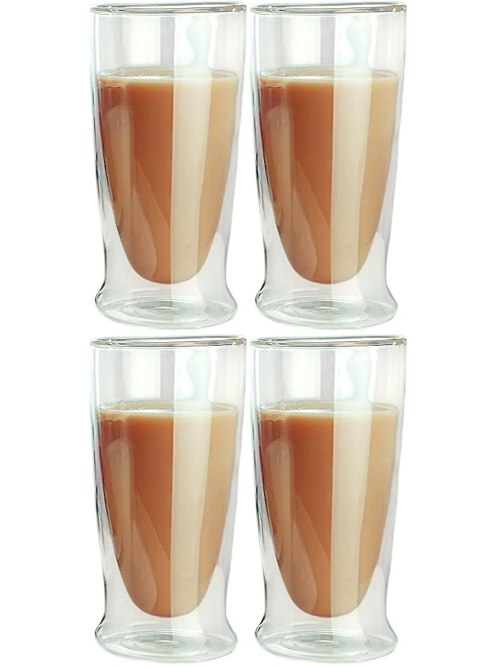 Renksiz Çift Cidarlı Uzun Cam Bardak 350 ml 4 Adet 2323