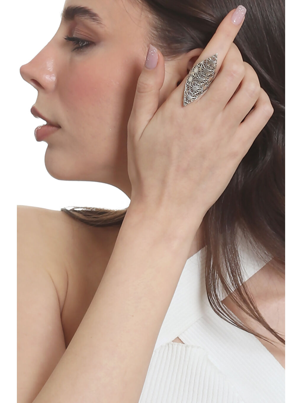 Karışık Kadın Antik Gümüş Kaplama Güneş Motifli Ayarlanabilir Yüzük-4