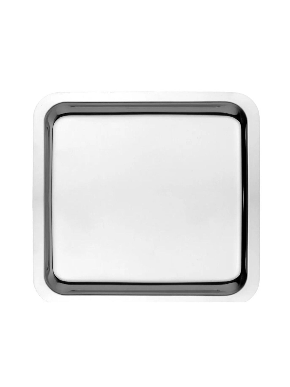 Gri Paslanmaz Çelik Gümüş Renk Sunum Tepsisi 21 x21 cm 2 Adet-1