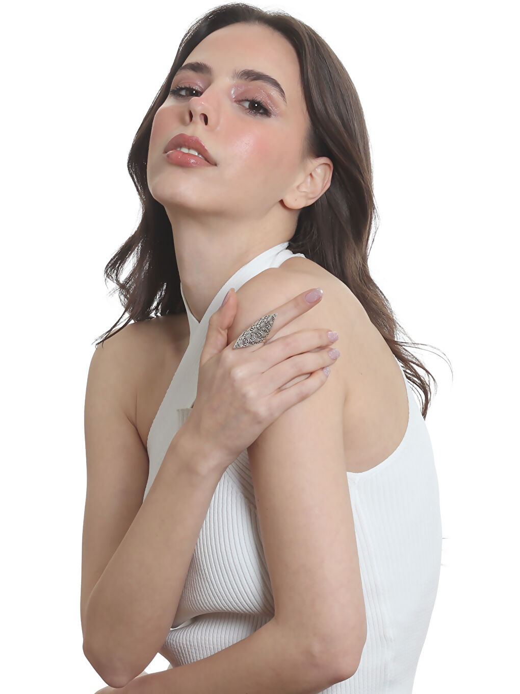 Karışık Kadın Antik Gümüş Kaplama Güneş Motifli Ayarlanabilir Yüzük-6