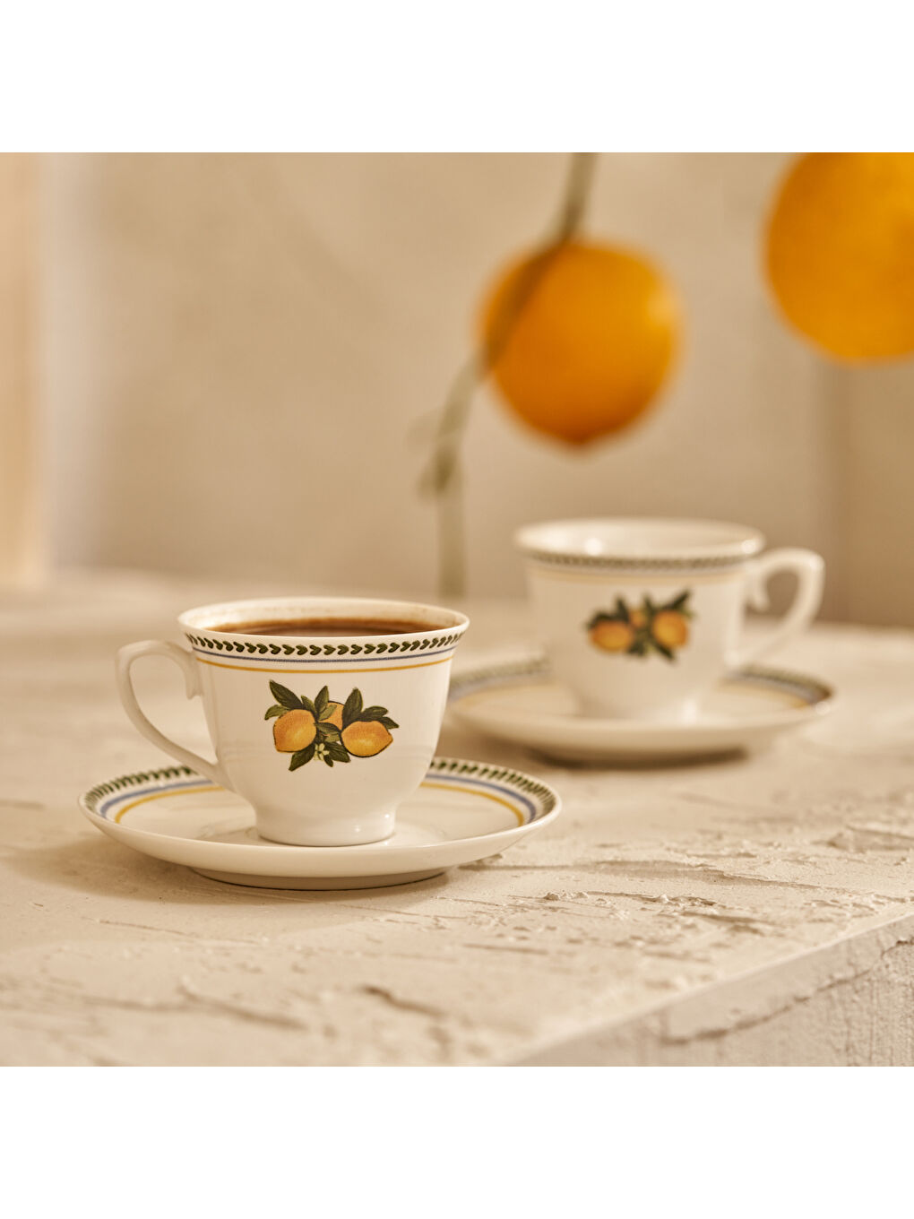 Karışık Limonlu Porselen 2'li Kahve Fincanı Seti (90 cc)
