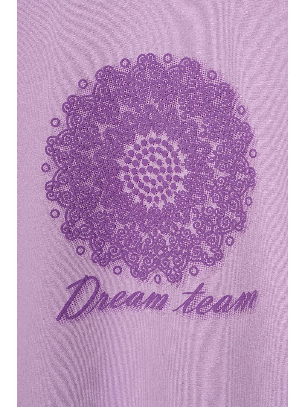 Kolları Fırfırlı Yazı Baskılı Lila Renk Kız Çocuk Tshirt-2