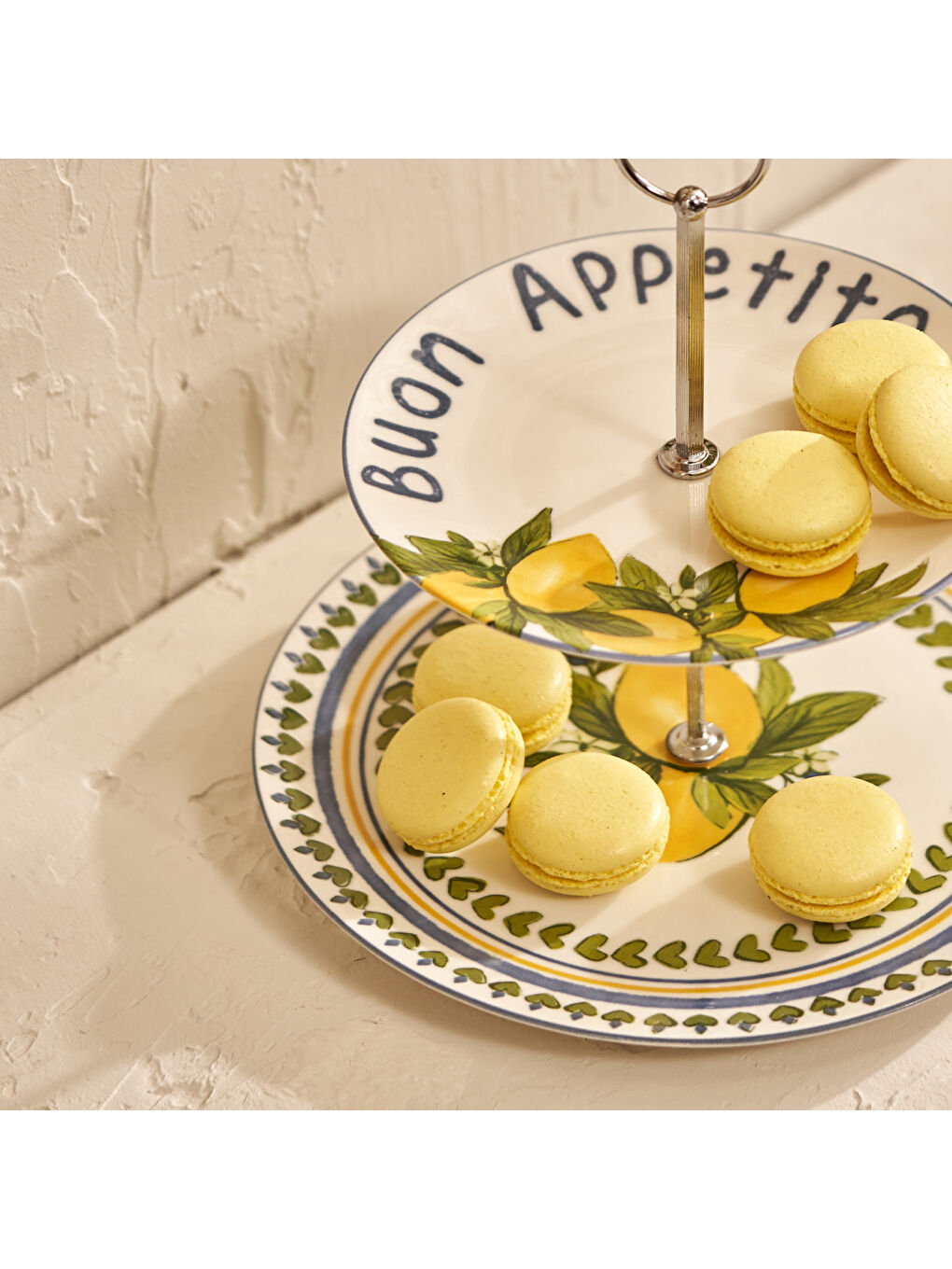 Karışık Limonlu Porselen 2 Katlı Kurabiyelik-1