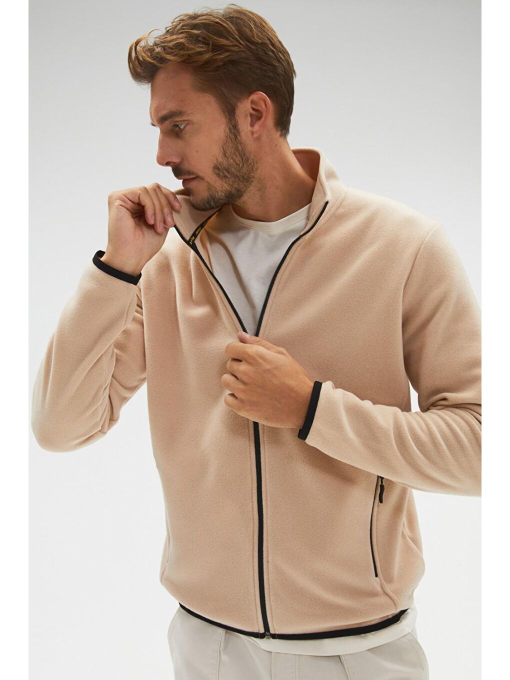 Joystar Camel Erkek Fermuarlı Polar Sweatshirt - 2