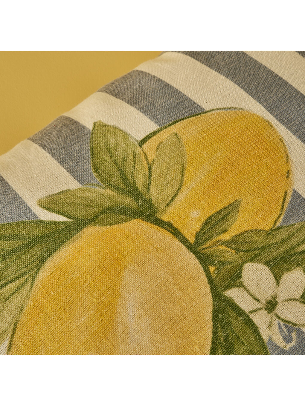 %100 Pamuk Limon Baskılı Kırlent Kılıfı Mavi (35x50 cm)-1