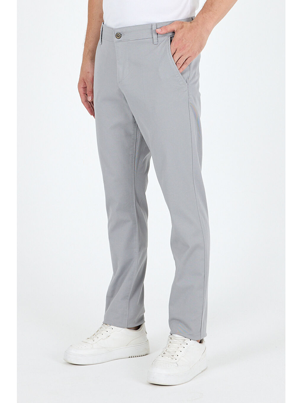 Gri Erkek Slim Fit Chino Pantolon – %98 Pamuk %2 Elastan Rahat Günlük Esnek Kumaş Pantolon 1012