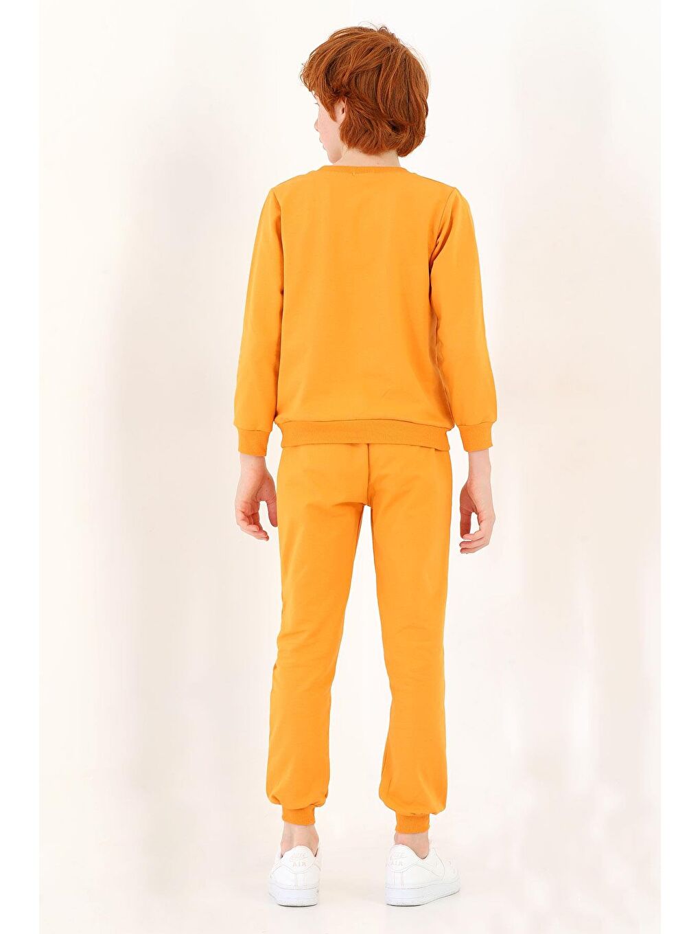 Sarı Bisiklet Yaka Uzun Kol Keep On Rısıng Baskılı Hardal Renk Erkek Çocuk Esofman Takım-2