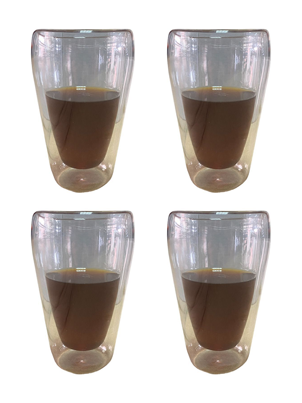 Renksiz Çift Cidarlı Uzun Bardak 400 ml 4 Adet - 2258-2