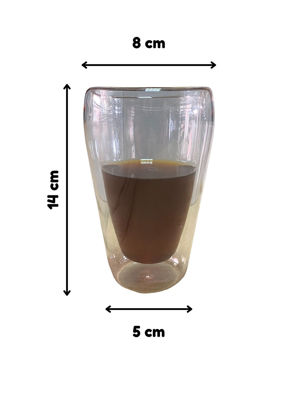 Renksiz Çift Cidarlı Uzun Bardak 400 ml 4 Adet - 2258-3