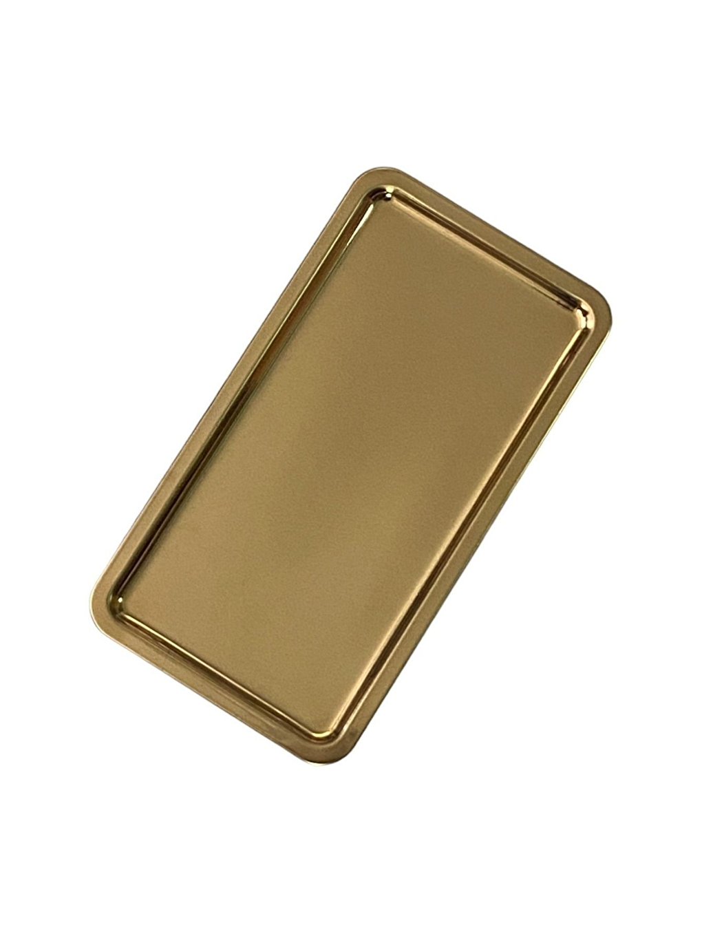 Sarı Paslanmaz Çelik Gold Renk Dikdörtgen Geniş Metal Düz Sunum Tepsisi  2 Adet-4