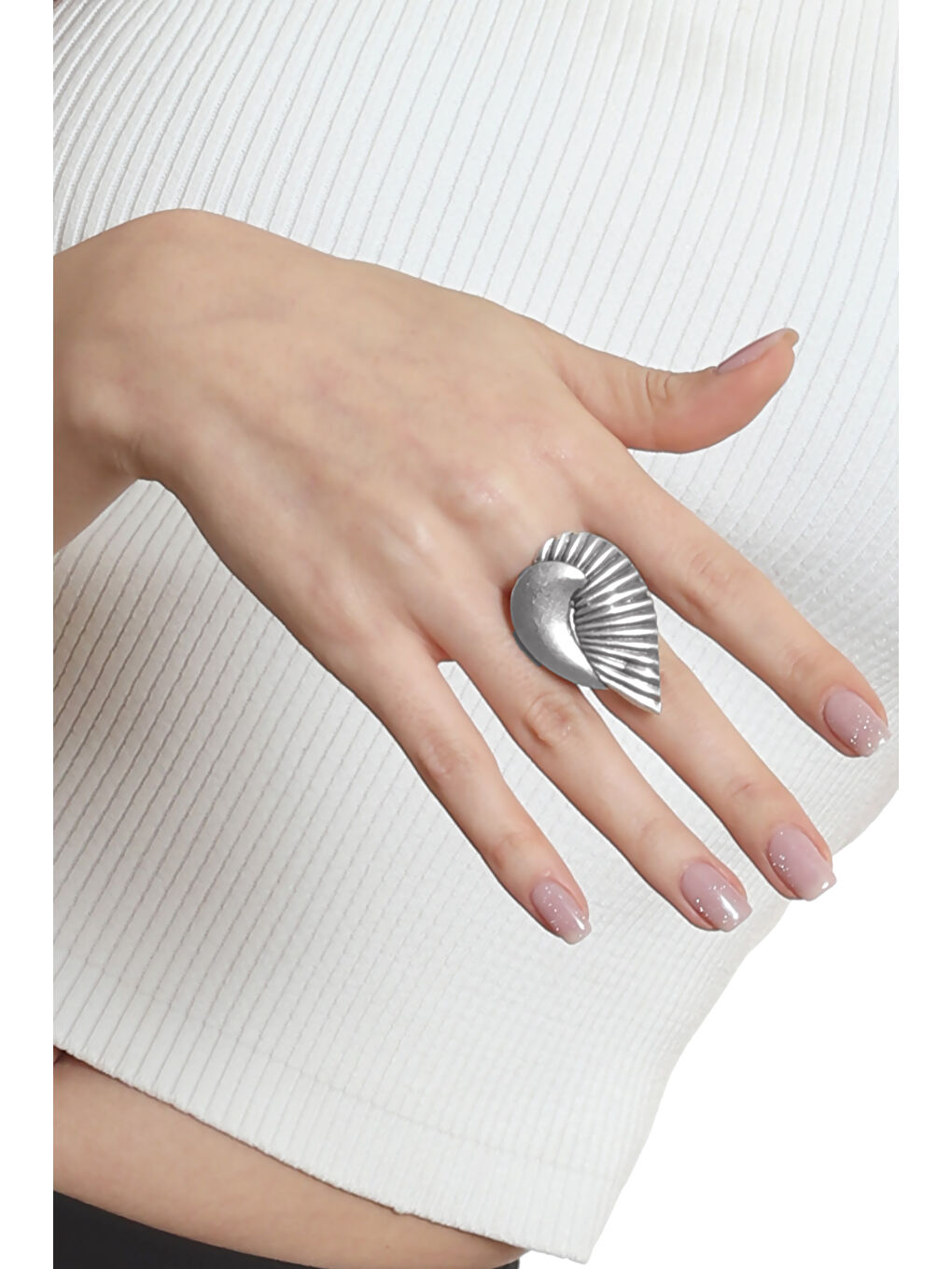 Karışık Kadın Antik Gümüş Kaplama Deniz Minaresi Formlu Ayarlanabilir Yüzük-3