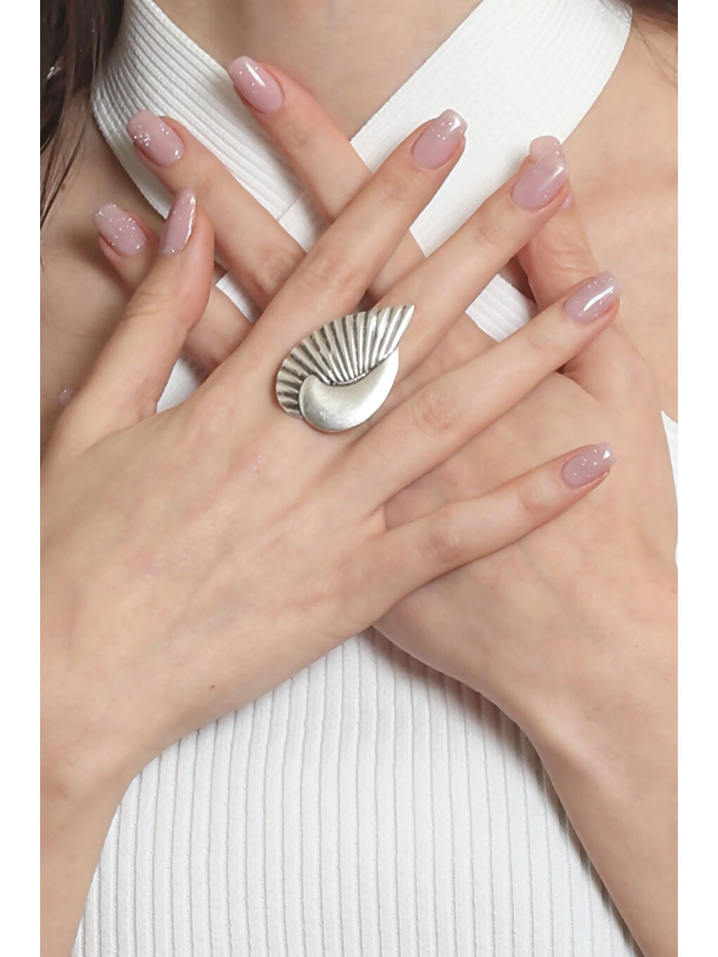 Karışık Kadın Antik Gümüş Kaplama Deniz Minaresi Formlu Ayarlanabilir Yüzük-4