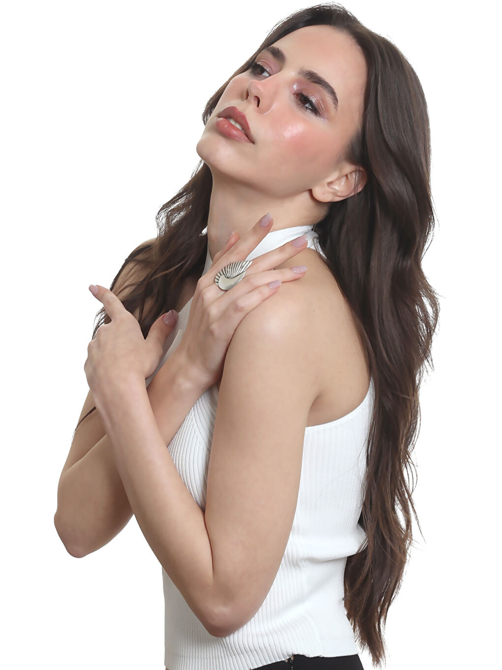 Karışık Kadın Antik Gümüş Kaplama Deniz Minaresi Formlu Ayarlanabilir Yüzük-7