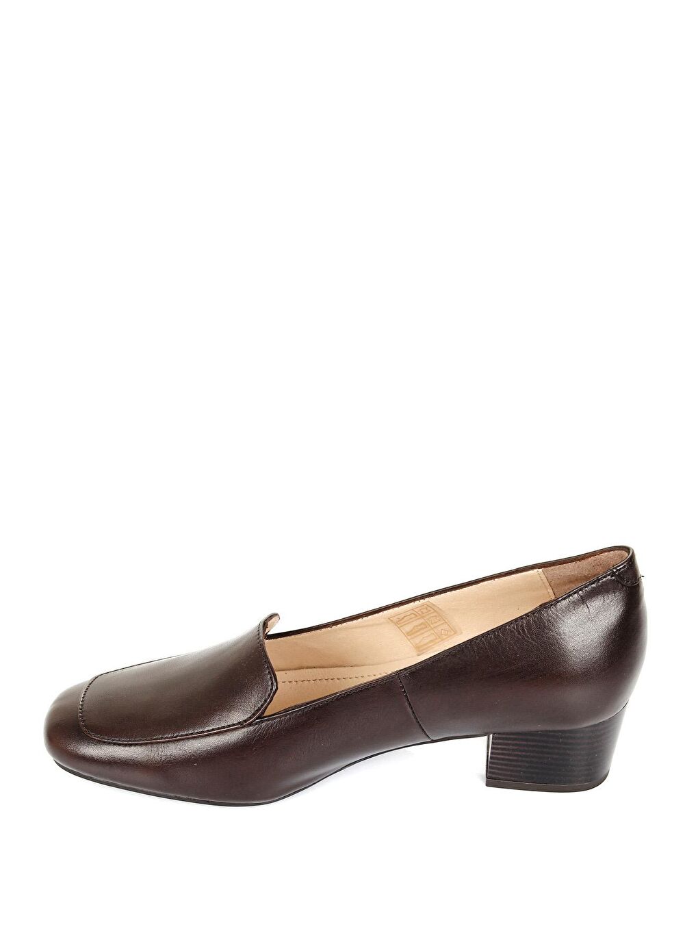 Kahverengi KAHVERENGİ  Hakiki Deri Küt Burun Kısa Kalın Topuklu Kadın Ayakkabı 13312-5