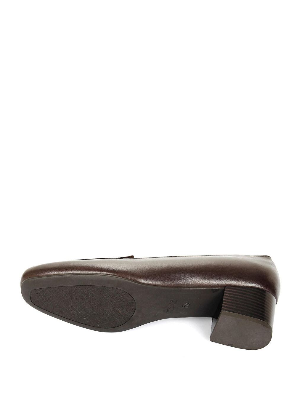 Kahverengi KAHVERENGİ  Hakiki Deri Küt Burun Kısa Kalın Topuklu Kadın Ayakkabı 13312-6