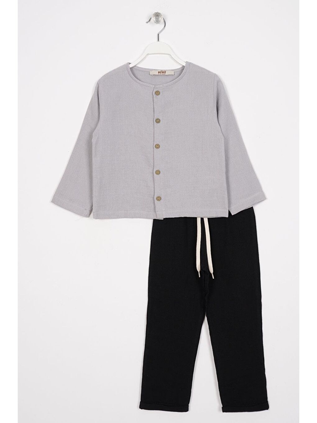 Gömlekli Gri Siyah Renk Erkek Çocuk Pantolon Takım