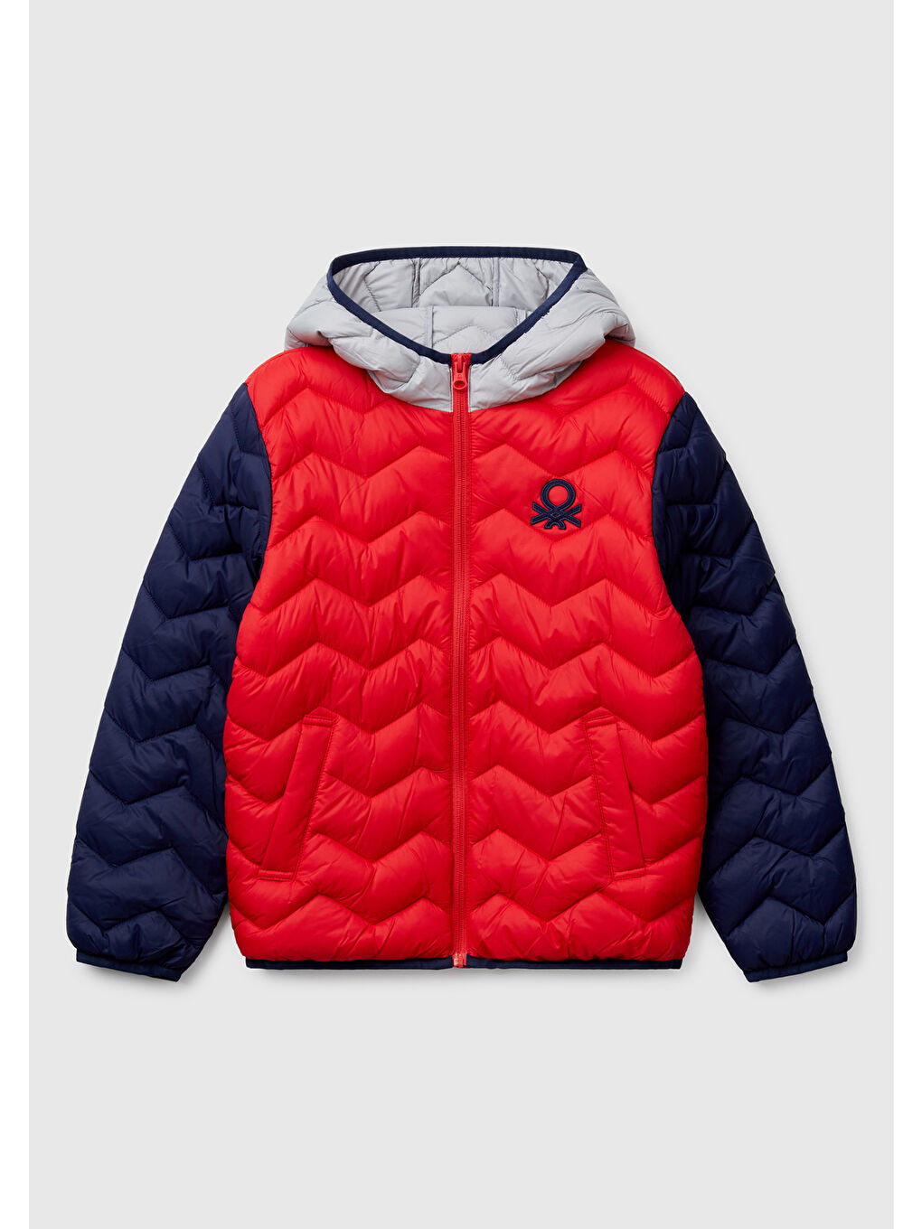 Kırmızı Erkek Çocuk Logo İşlemeli Mevsimlik İnce Puf Mont