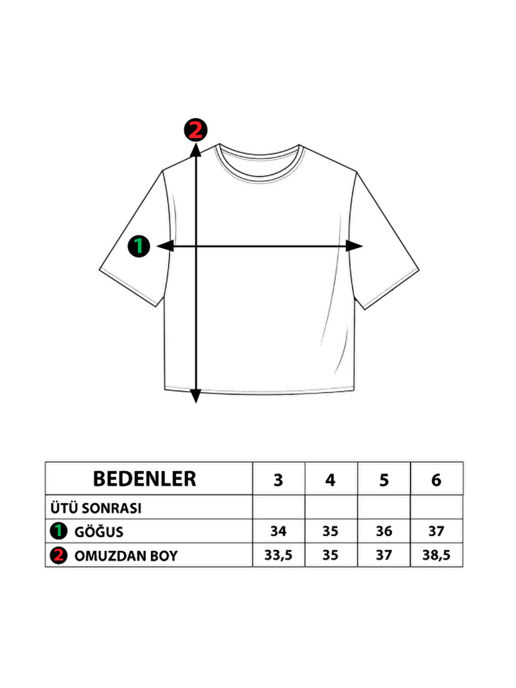 Yeşil Kız Çocuk Crop Model Neon Baskılı Tişört-1