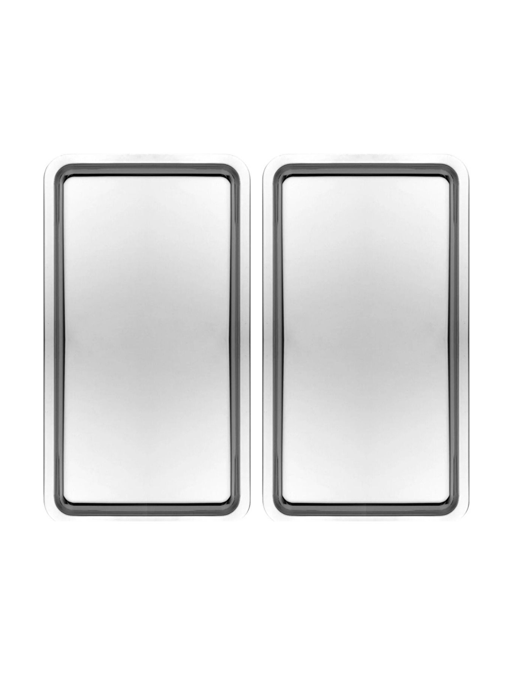 Gri Paslanmaz Çelik Gümüş Renk Dikdörtgen Geniş Metal Düz Sunum Tepsisi 2 Adet