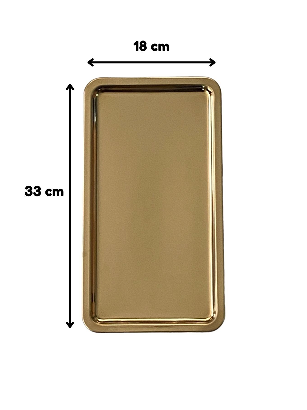 Sarı Paslanmaz Çelik Gold Renk Dikdörtgen Geniş Metal Düz Sunum Tepsii 6 Adet-2