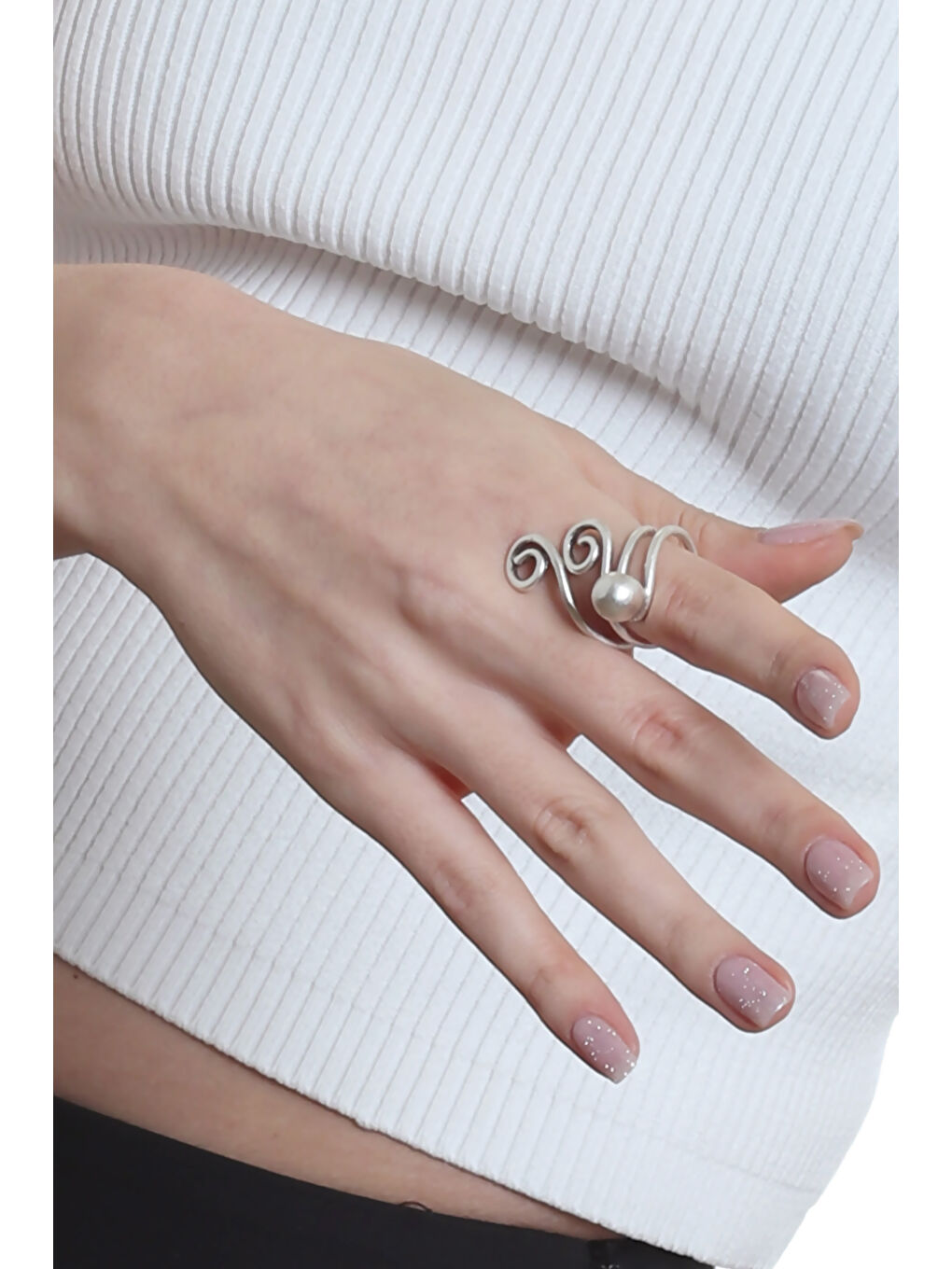 Karışık Kadın Antik Gümüş Kaplama Tel Sarma Ayarlanabilir Spiral Tasarım Yüzük-4