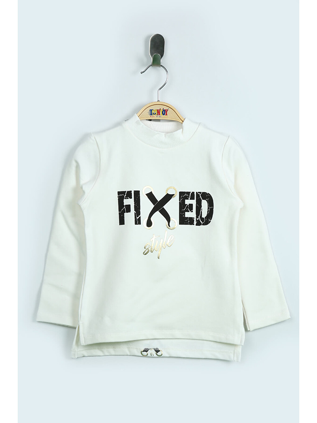Ekru Kız Çocuk Sweatshirt Fixed Varak Baskılı