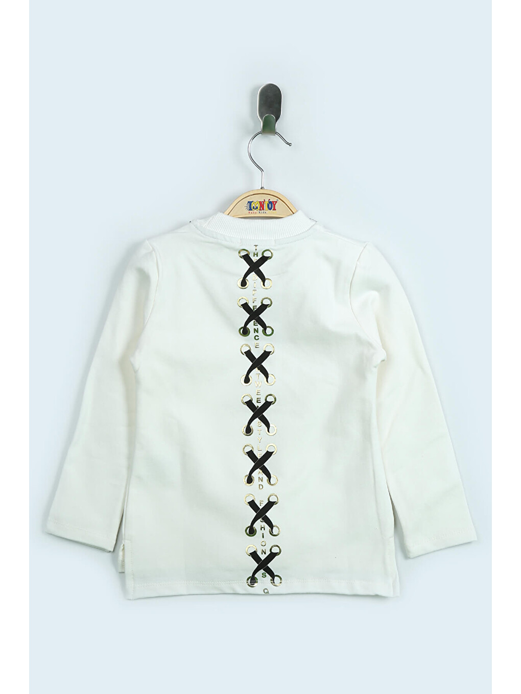 Ekru Kız Çocuk Sweatshirt Fixed Varak Baskılı-1