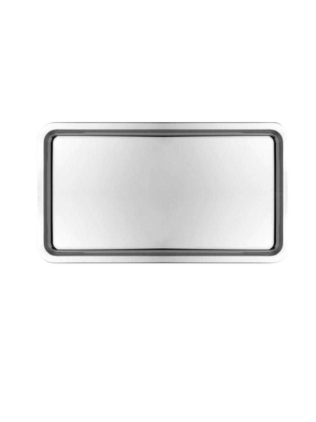 Gri Paslanmaz Çelik Gümüş Renk Dikdörtgen Geniş Metal Düz Sunum Tepsisi 2 Adet-2