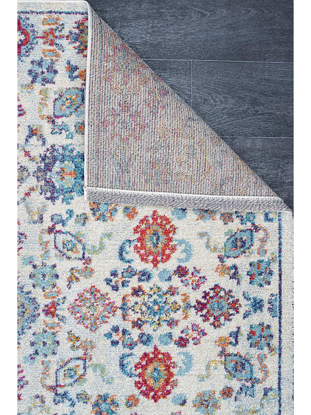 Vintage 7660 Beyaz Mavi Klasik Eskitme Dokuma Halı-160x230-1