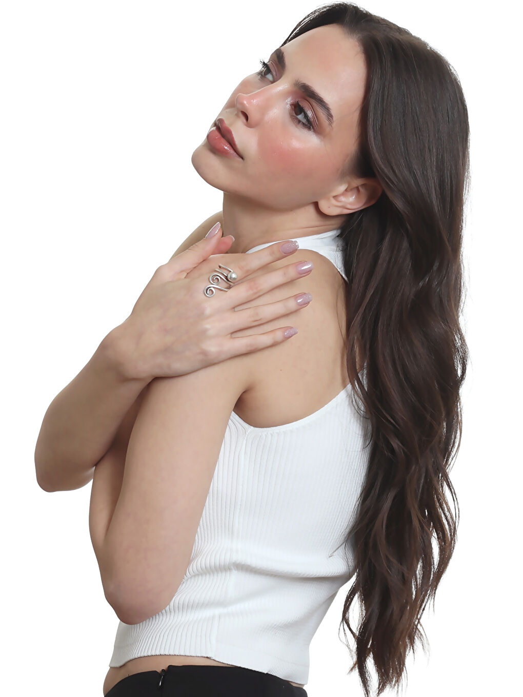 Karışık Kadın Antik Gümüş Kaplama Tel Sarma Ayarlanabilir Spiral Tasarım Yüzük-8