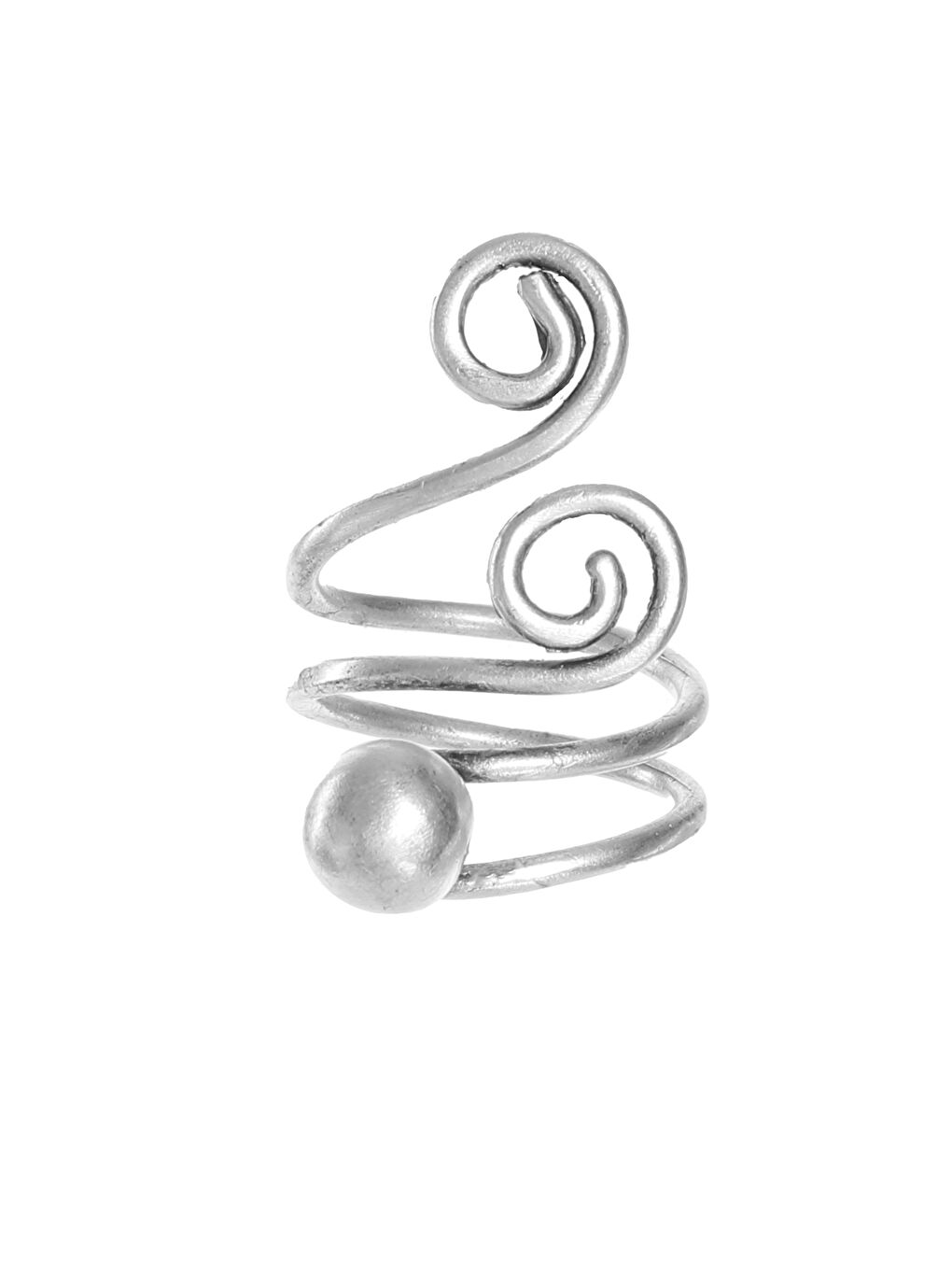 Karışık Kadın Antik Gümüş Kaplama Tel Sarma Ayarlanabilir Spiral Tasarım Yüzük-1