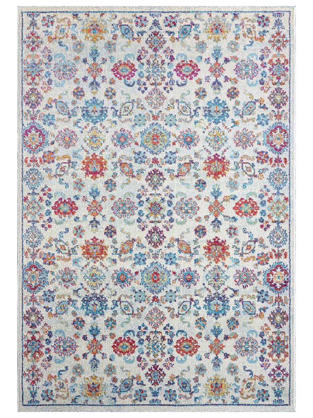 Vintage 7660 Beyaz Mavi Klasik Eskitme Dokuma Halı-160x230-4