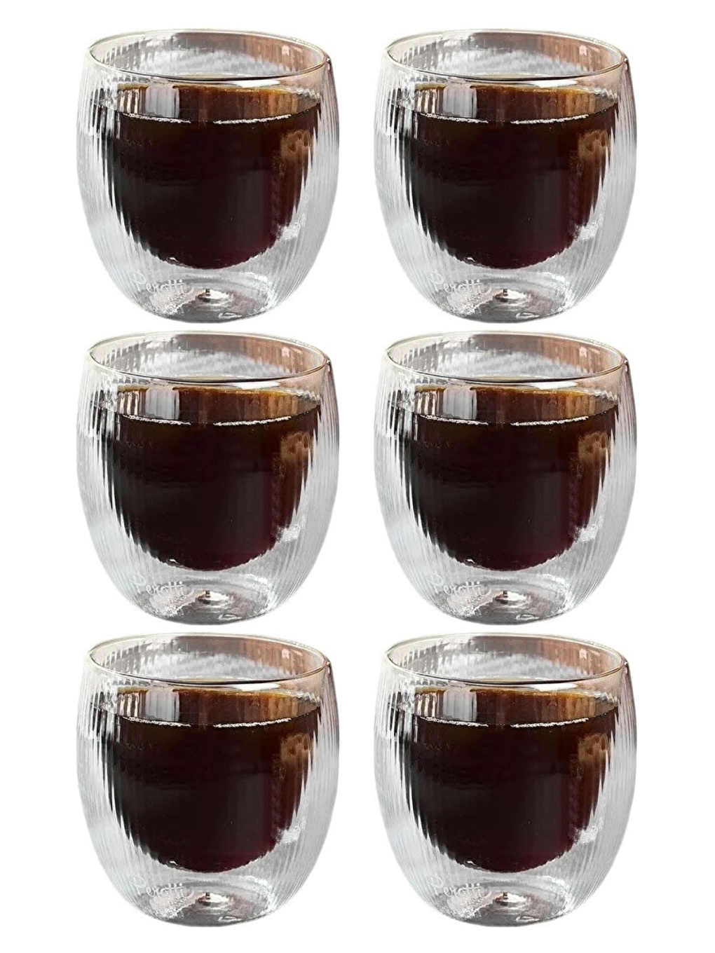 Renksiz Çift Cidarlı Çizgili 250 ml Bardak Seti 6 Adet 2321