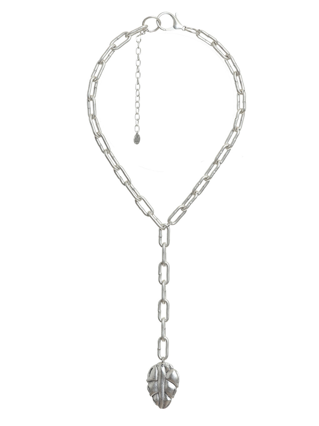 Gri Kadın Antik Gümüş Kaplama 2' li Yaprak Uçlu Tasarım Kolye& Choker-1