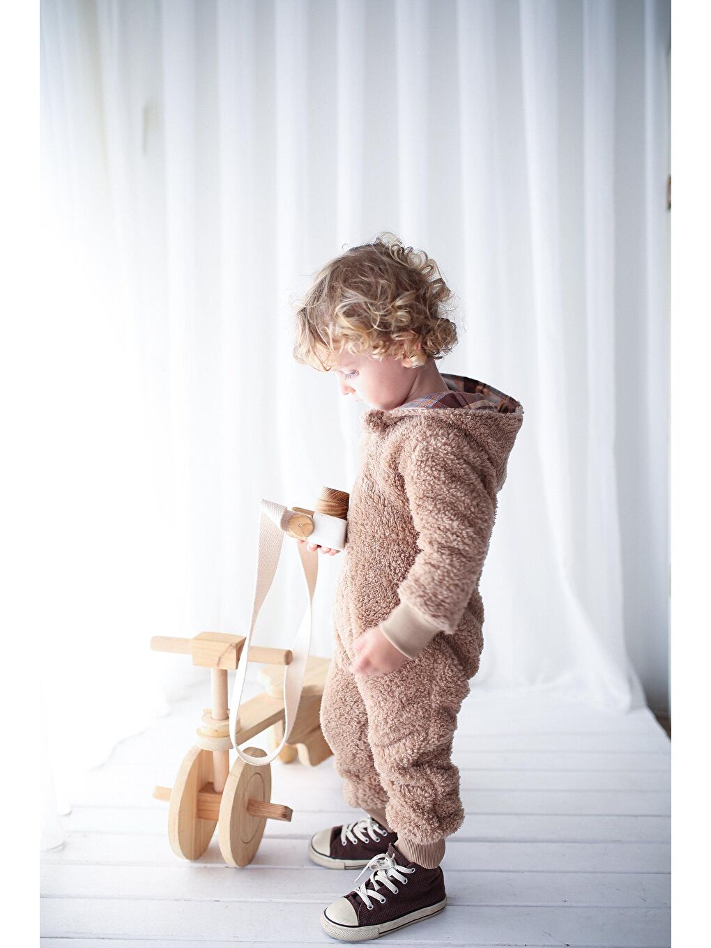 Catz Kids Bej-Karamel Çocuk Tulum - Karamel Peluş  Çocuk Tulum