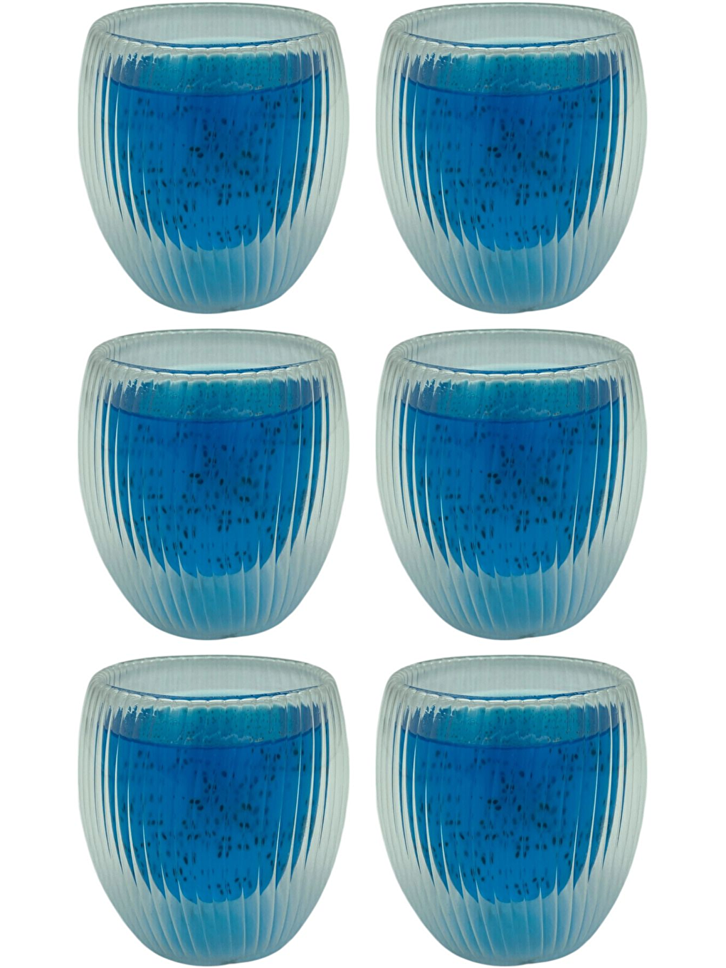 Renksiz Çift Cidarlı Çizgili 250 ml Bardak Seti 6 Adet 2321-1