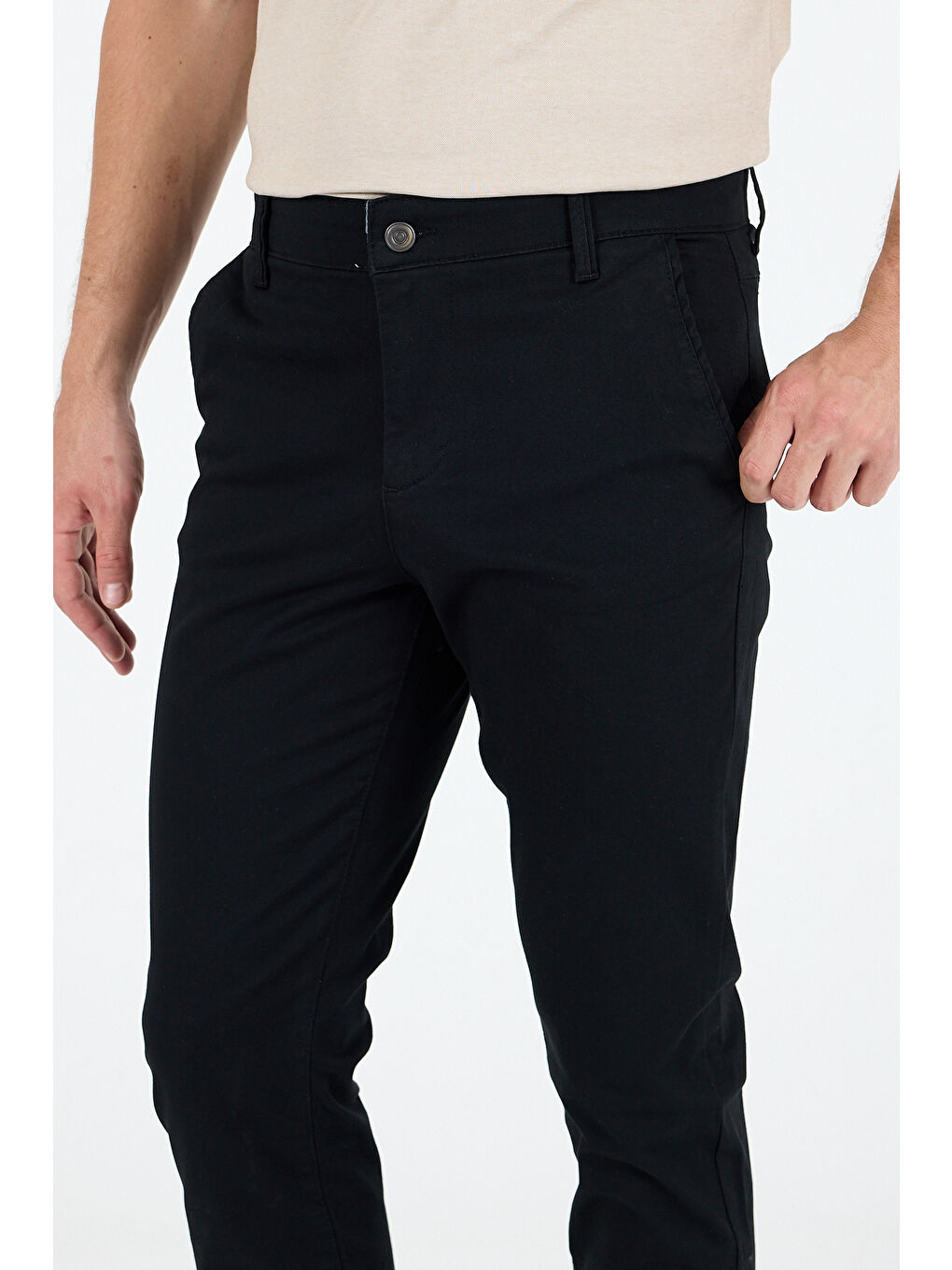 Siyah Erkek Slim Fit Chino Pantolon – %98 Pamuk %2 Elastan Rahat Günlük Esnek Kumaş Pantolon 1012-3