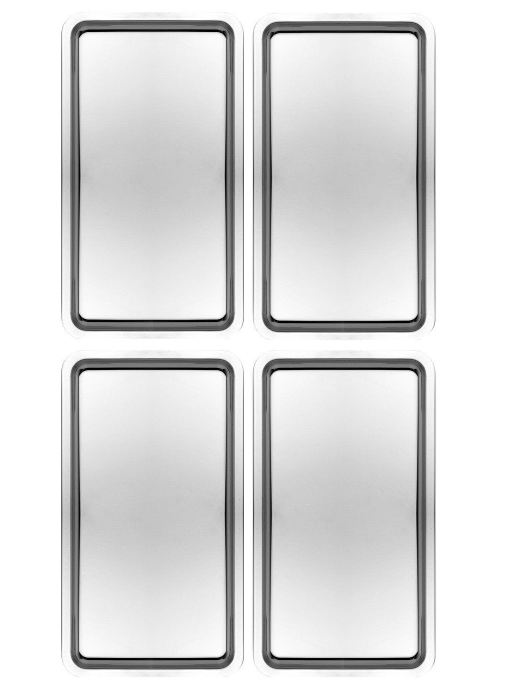 Gri Paslanmaz Çelik Gümüş Renk Dikdörtgen Geniş Metal Düz Sunum Tepsisi Çay Kahve Tatlı Sunum 4 Adet