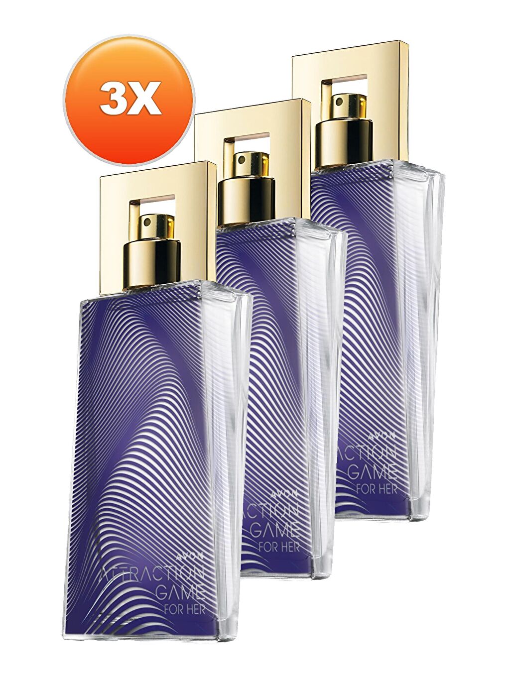 AVON Renksiz Attraction Game Kadın Parfüm Edp 50 Ml. Üçlü Set - 1