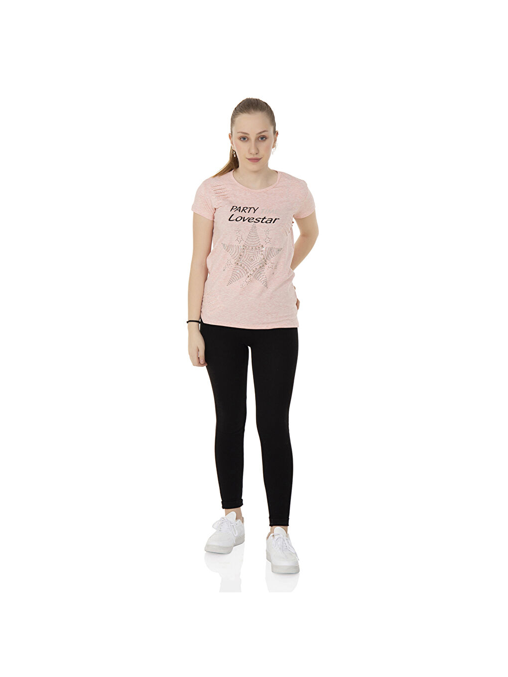 Toontoykids Pembe Kız Çocuk T-Shirt Yıldız Taşlı