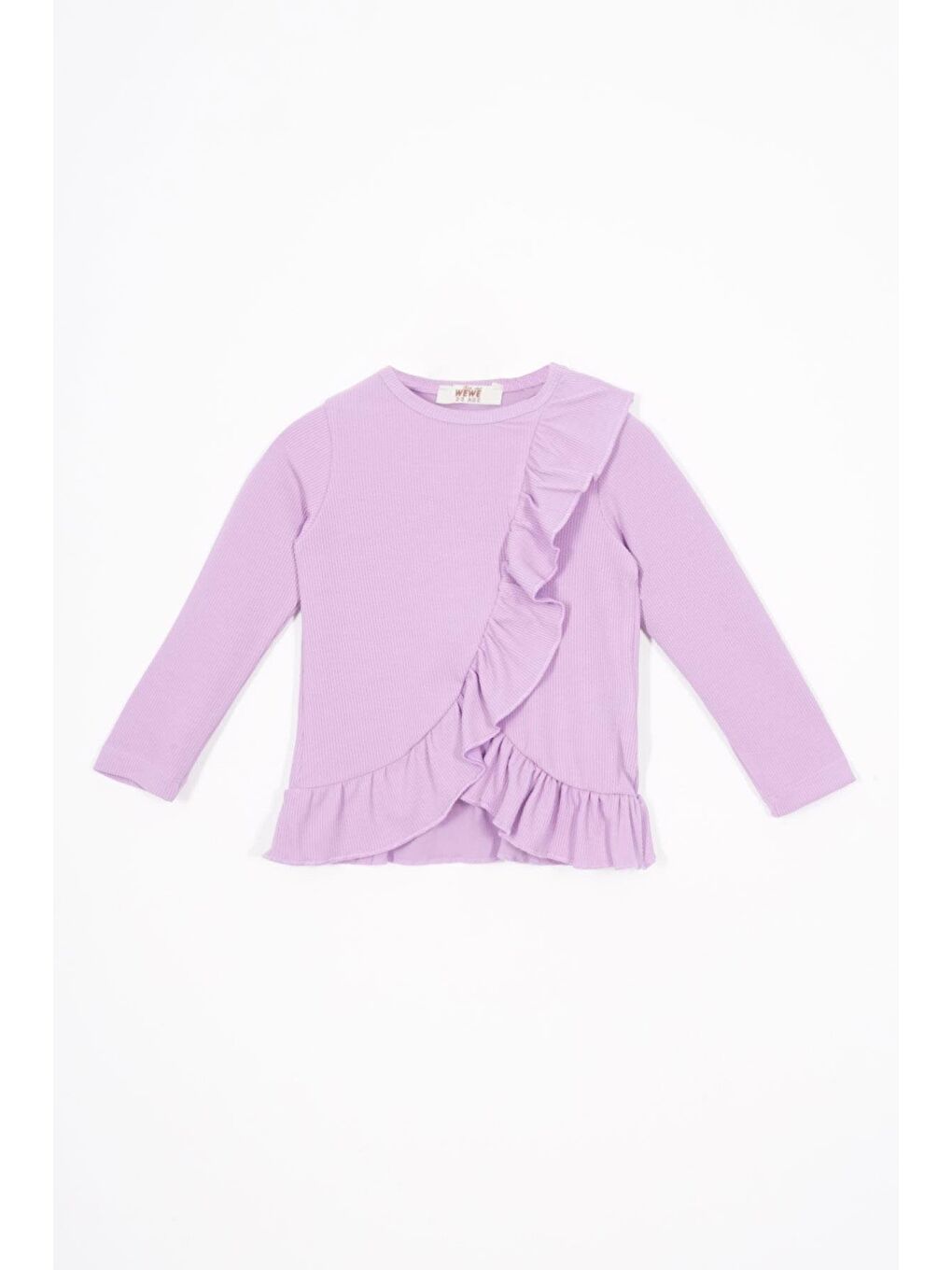 Bisiklet Yaka Uzun Kol Fırfır Detaylı Lila Renk Kız Çocuk İkili Takım-1