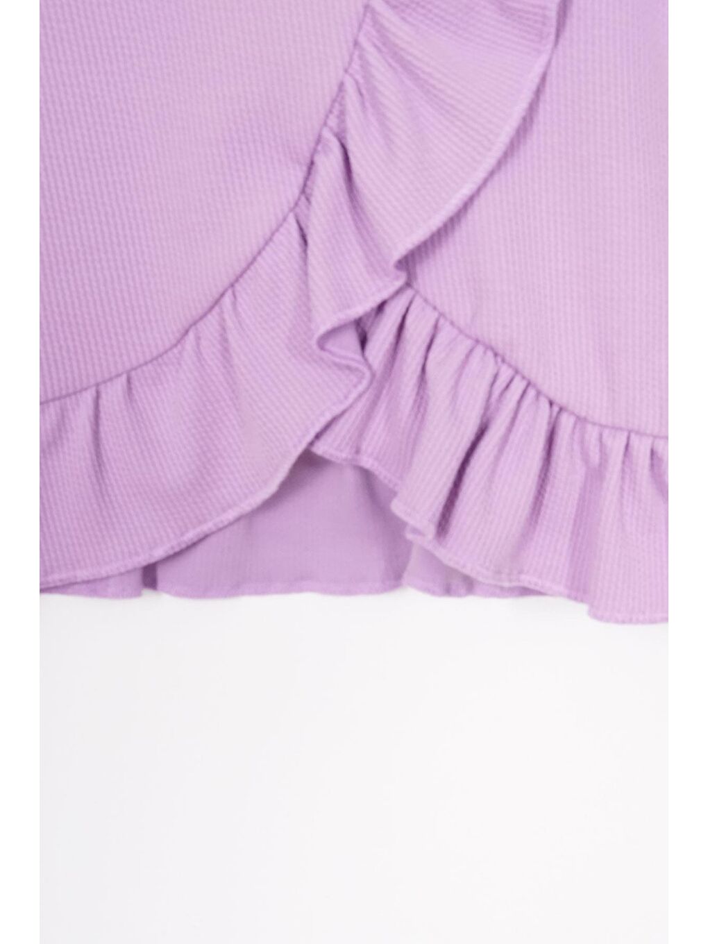 Bisiklet Yaka Uzun Kol Fırfır Detaylı Lila Renk Kız Çocuk İkili Takım-2
