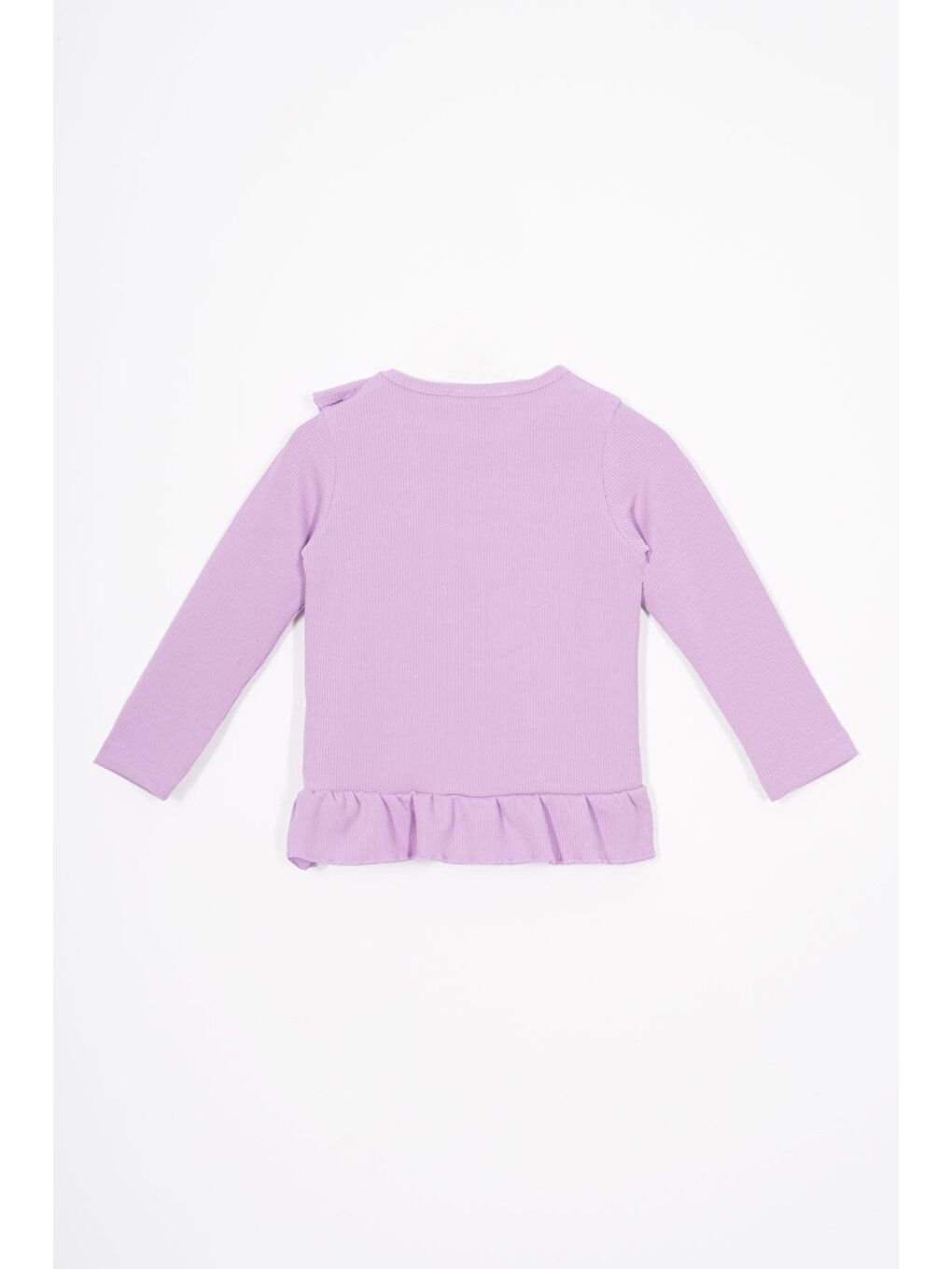 Bisiklet Yaka Uzun Kol Fırfır Detaylı Lila Renk Kız Çocuk İkili Takım-3
