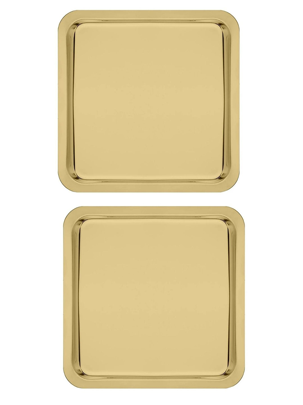 Sarı Paslanmaz Çelik Gold Renk Sunum Tepsisi 21 x21 cm 2 Adet