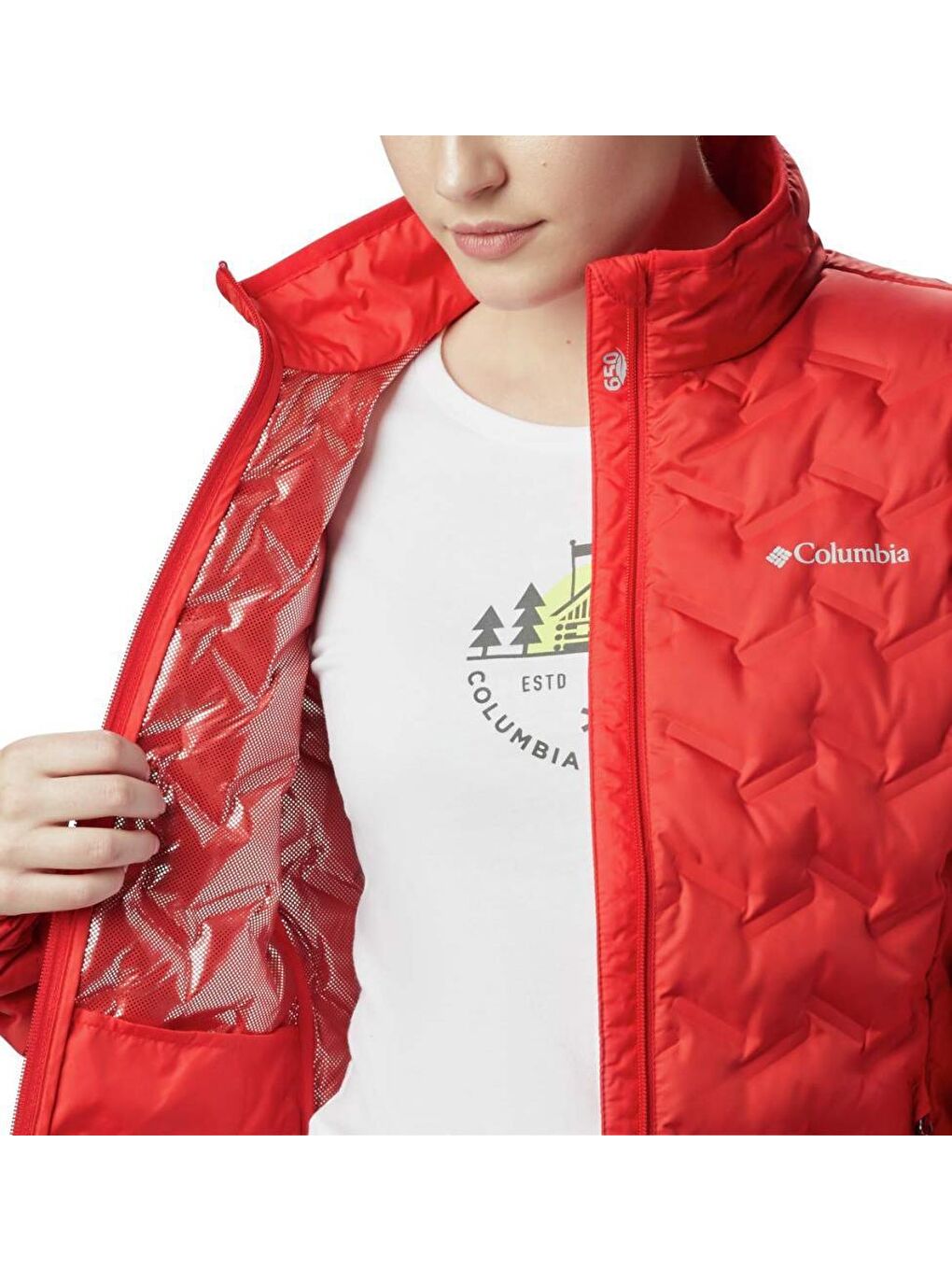 Columbia Kırmızı WK0259-658 Delya Ridge Down Jacket Kadın Şişme Mont - 4